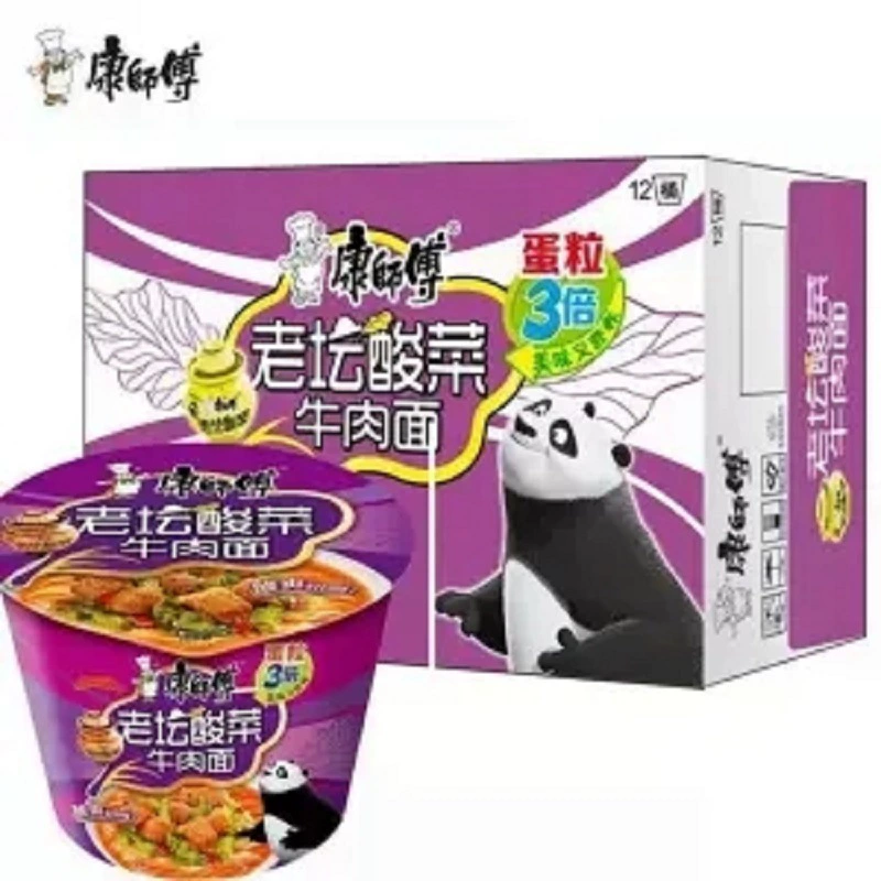 Мастер Конг, классический вкус квашеной капусты, упаковка 12 коробок оптом, незаменимый продукт для рабочих дней, классические лапша-бабл с говядиной и квашеной капустой