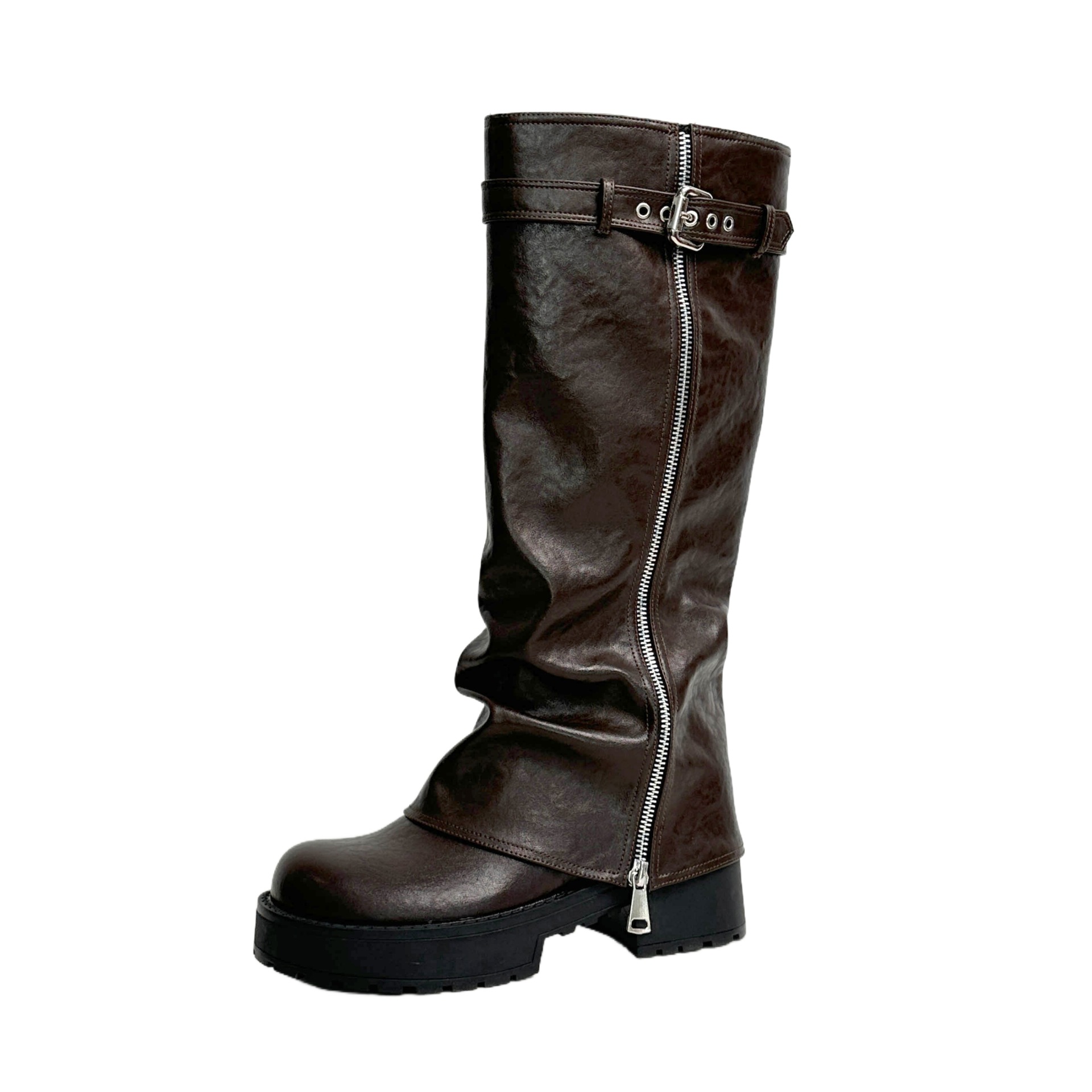 Botas Vaqueras Altas para Mujer de 8 cm Superfibra Suela Gruesa Aumento de Altura para Otoño e Invierno