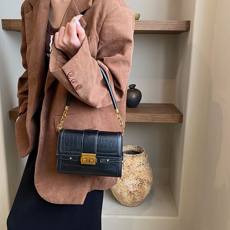 Stone Pattern Single Shoulder Underarm Bag For Women's 2023 Winter New Versatile Small Square Bag, Unique And Western Style Crossbody Bag _voghion.com