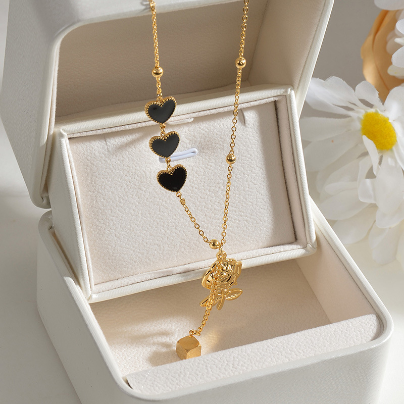 18K Real Gold Plated Plating Material 304 Stainless Steel Pendant Material Stainless Steel Titanium Steel Elegant Flower Plating Pendant Necklace