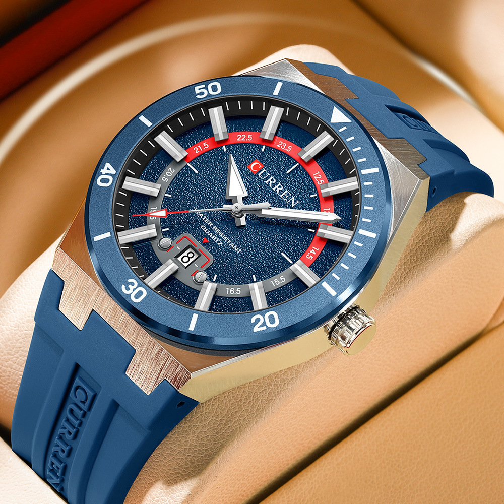 CURREN Reloj de pulsera para hombres CURREN 8491 moda deportivo cinta adhesiva calendario de cuarzo puntero reloj de pulsera