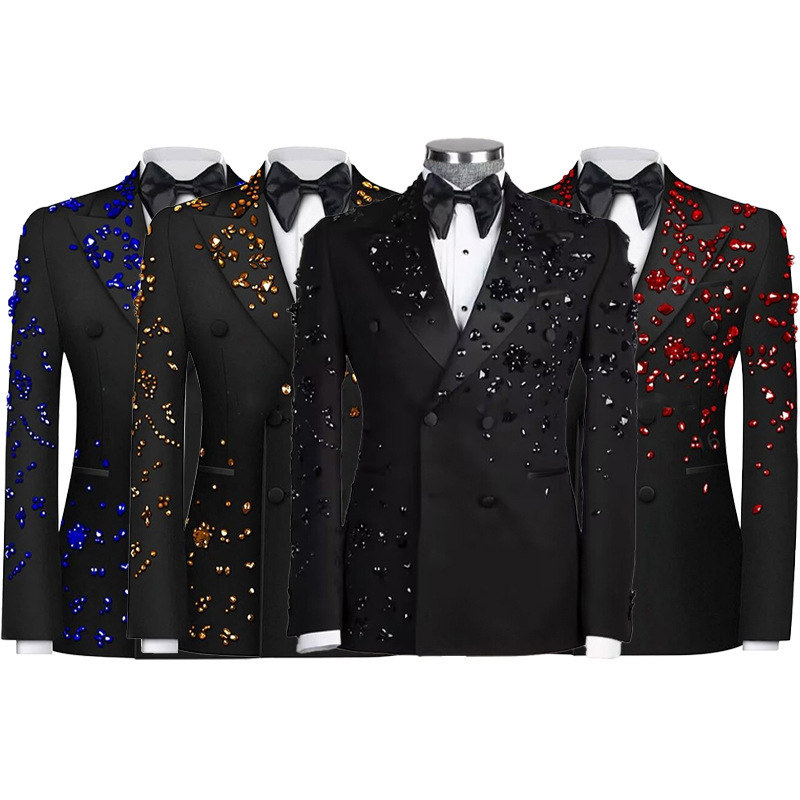 Luxury Slim Fit Men's Suit Set Style Performance Costume Stage Hosting Light Weight 25 Year New_voghion.com