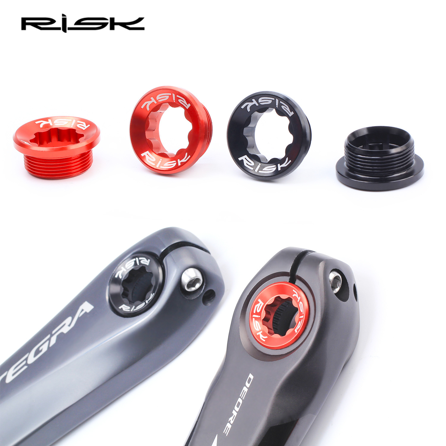 RISK Bicycle Crank Cover Mountain Bike Hollow Integrated Tooth Disc Aluminum Alloy Crank Screw BB Middle Axle Crank