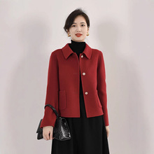 2024秋冬新款小香风驼绒大衣外套短款双面毛呢气质女法式羊毛大衣