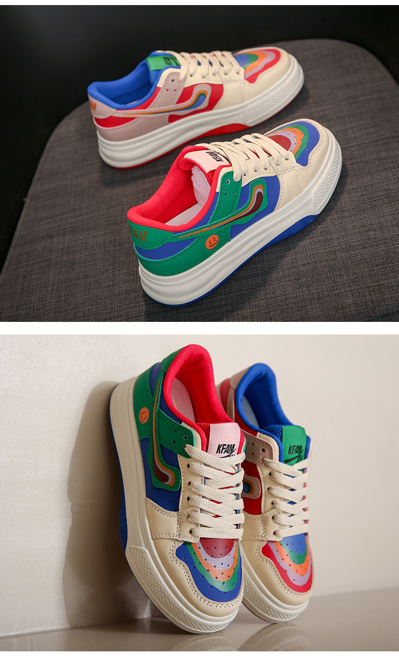 Casual Color Matching Rainbow Mandarin Duck Piccole scarpe bianche Donna 2023 nuova marea primaverile in scarpe sportive con fondo spesso rosso netto_voghion.com