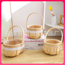 ∴三八妇女节花篮柳编草编篮铁艺手提花篮藤编伴手礼花蓝花盆插花