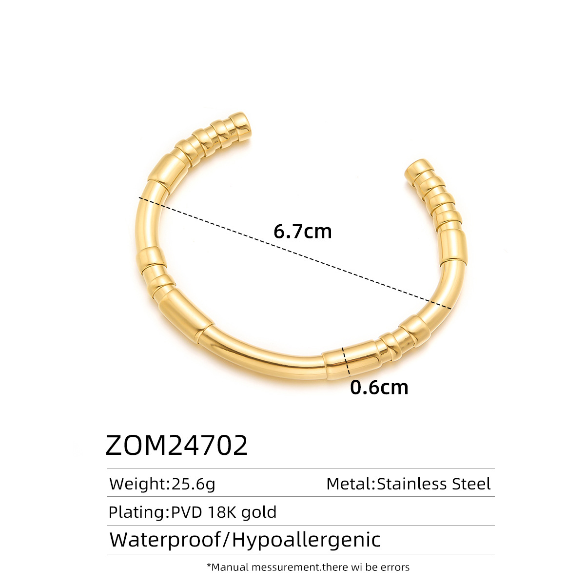 Wenjian venta caliente transfronteriza pulsera abierta con patrón de martillo, acero de titanio, pulsera en forma de C que no se desvanece, sensación hueca de alto nivel, retro versátil