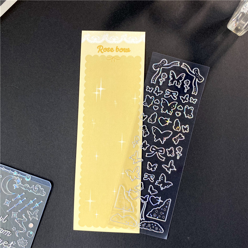 Soul dream series PET láser dorado goo tarjeta pegatinas mariposa medusas ballena sueño estrella persiguiendo pequeñas pegatinas de material de tarjeta