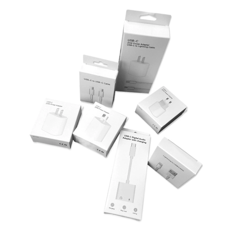Упаковка для зарядной головки PD Упаковочная коробка для кабеля Apple PD Комплект зарядной головки 20 Вт Цветная коробка Коробка для кабеля для передачи данных Type-cPD Бумажная коробка