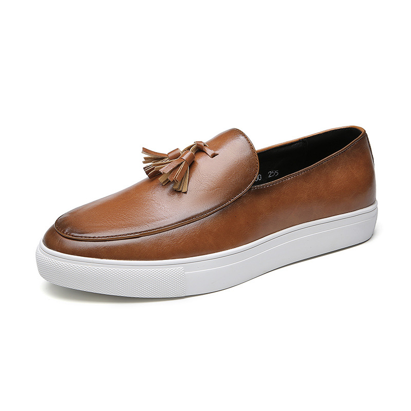 Transfronterizo nuevo más tamaño borla zapatillas hombres de moda europea y americana pasarela slip-on zapatos de cuero de los hombres de negocios personalizados zapatillas de deporte casuales image 29
