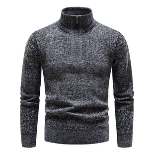 New Velvet Men's Large Size 2025 Export Half Turtleneck Knitwear Men's Zipper Knitwear Slim Fit