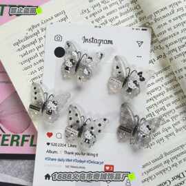 时尚ins风黑色涂鸦KT蝴蝶发夹甜酷可爱刘海侧边夹儿童小号鸭嘴夹