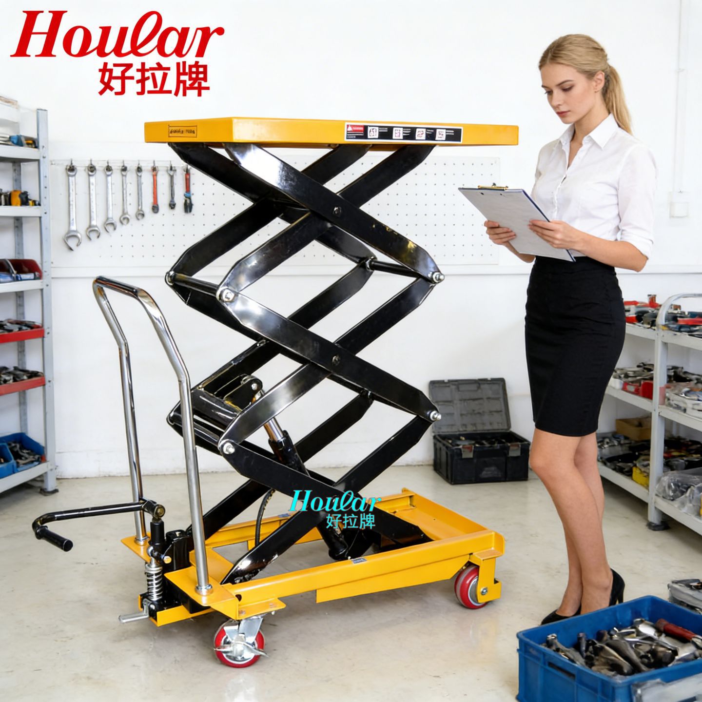szhoular好拉PTS500手动平台车液压平台脚踏式升降手推车