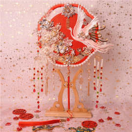 新娘喜扇秀禾服团扇结婚婚礼团扇古风扇子出嫁扇喜字扇中式手捧花