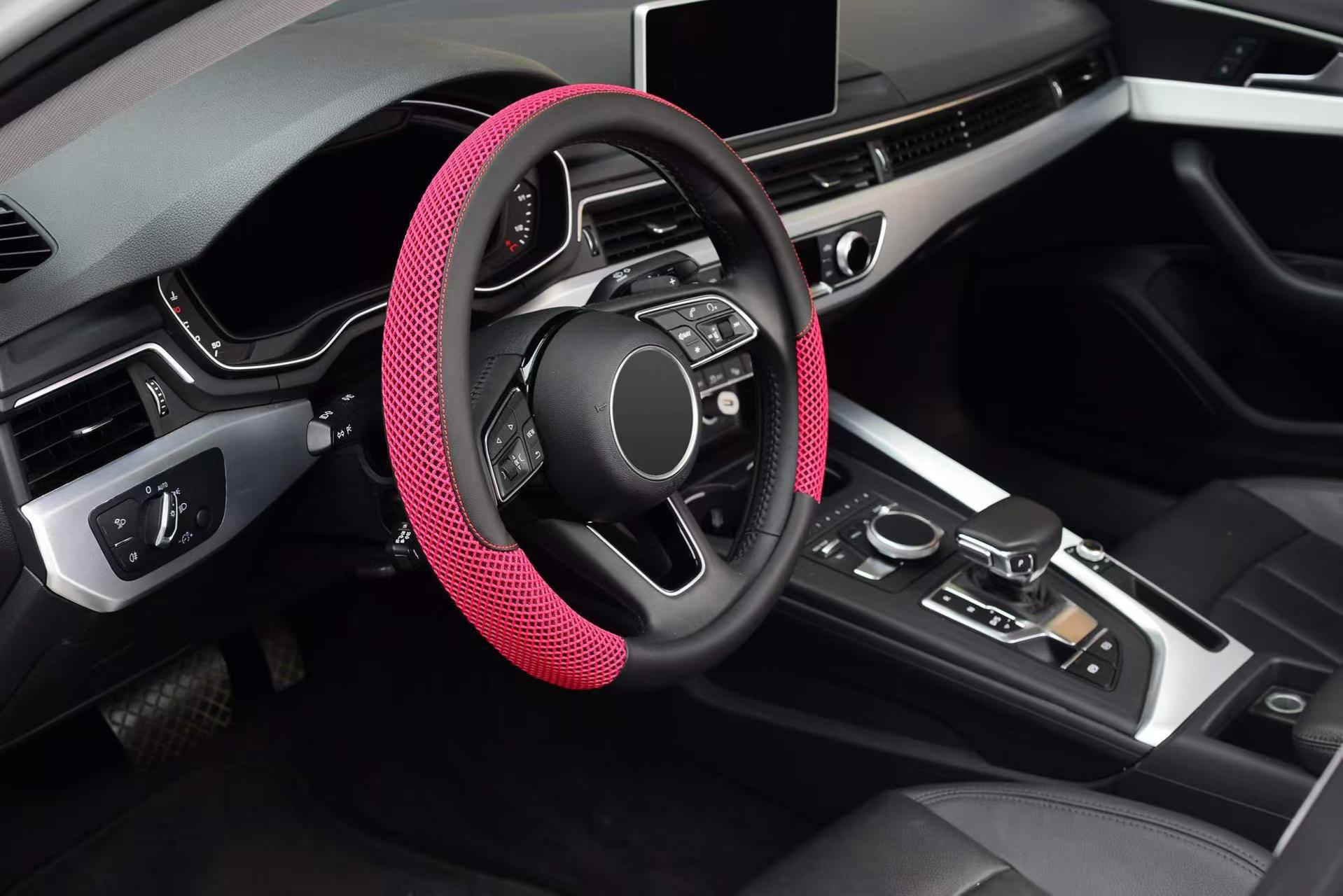 Car Steering Wheel Cover for All Seasons, Seam-Free Leather Ice Silk Men's and Women's Sports Universal Handlebar Cover