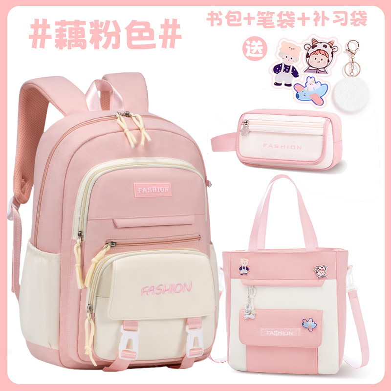 Estudiantes de secundaria primaria de alto valor de cara 2024 bolsas escolares explosivas de gran capacidad para mujeres mochila de hombro ultra ligera estilo japonés simple