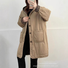 琪镌绘制冬季新款气质减龄中长款保暖棉服外套女加厚棉袄连帽棉衣