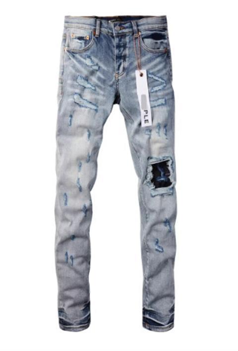 Men's Slim Fit Stretch Distressed Jeans In Blue Denim_voghion.com