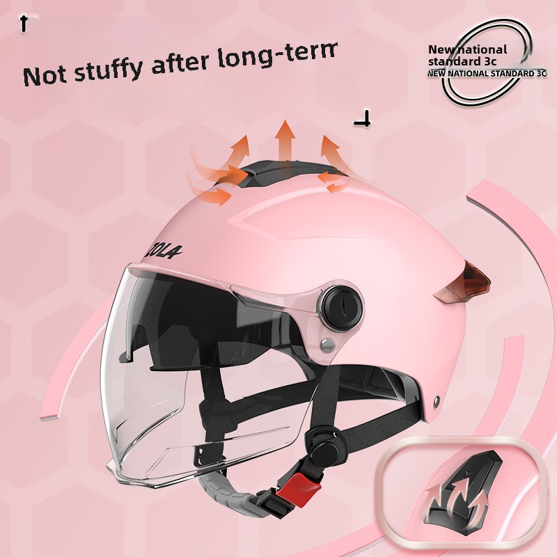 New national standard 3C certification double mirror electric motorcycle helmet women men's battery car half helmet summer sunscreen safety helmet_voghion.com