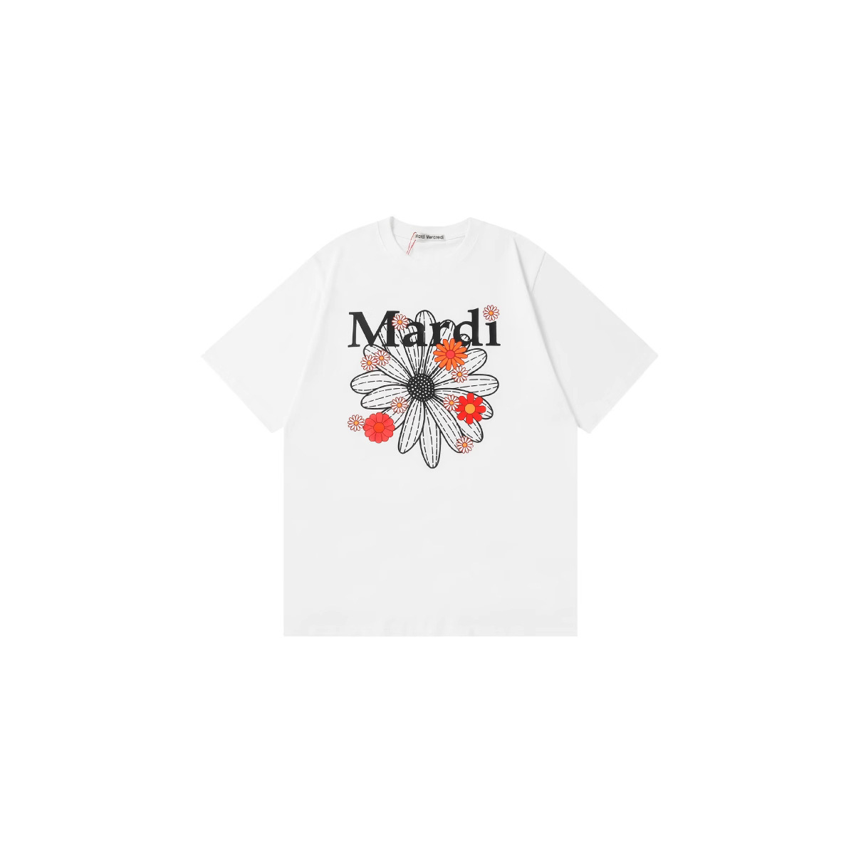 国境を越えた韓国Mardi半袖女性夏の小さなデイジープリント金高銀と同じゆるい綿の重いポンドtシャツ