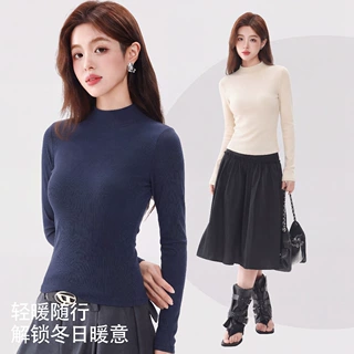羊毛莱赛尔秋冬10A抗菌半高领打底衫女德绒腈纶发热长袖保暖上衣
