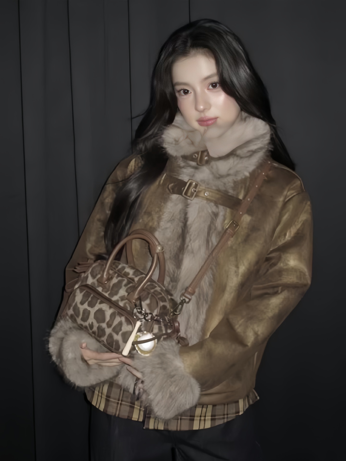 メイラードファー一体型コート レディース 冬 2025 ネットで話題のファッショナブルなショート丈 ラペル付き 小柄な方向けファー