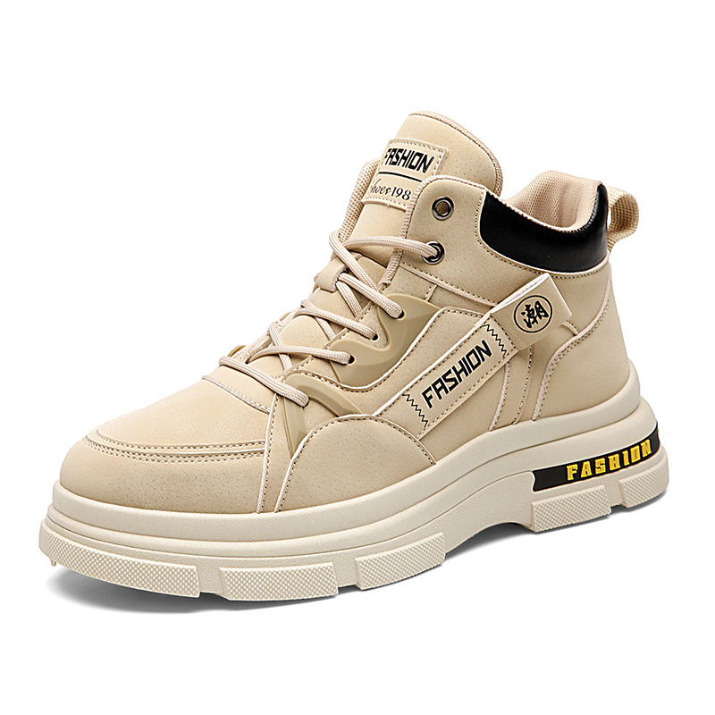 Otoño e invierno nuevos hombres de suela gruesa alta Martin botas casuales de cuero retro botas cortas ropa de trabajo en vivo botas de hombre al aire libre