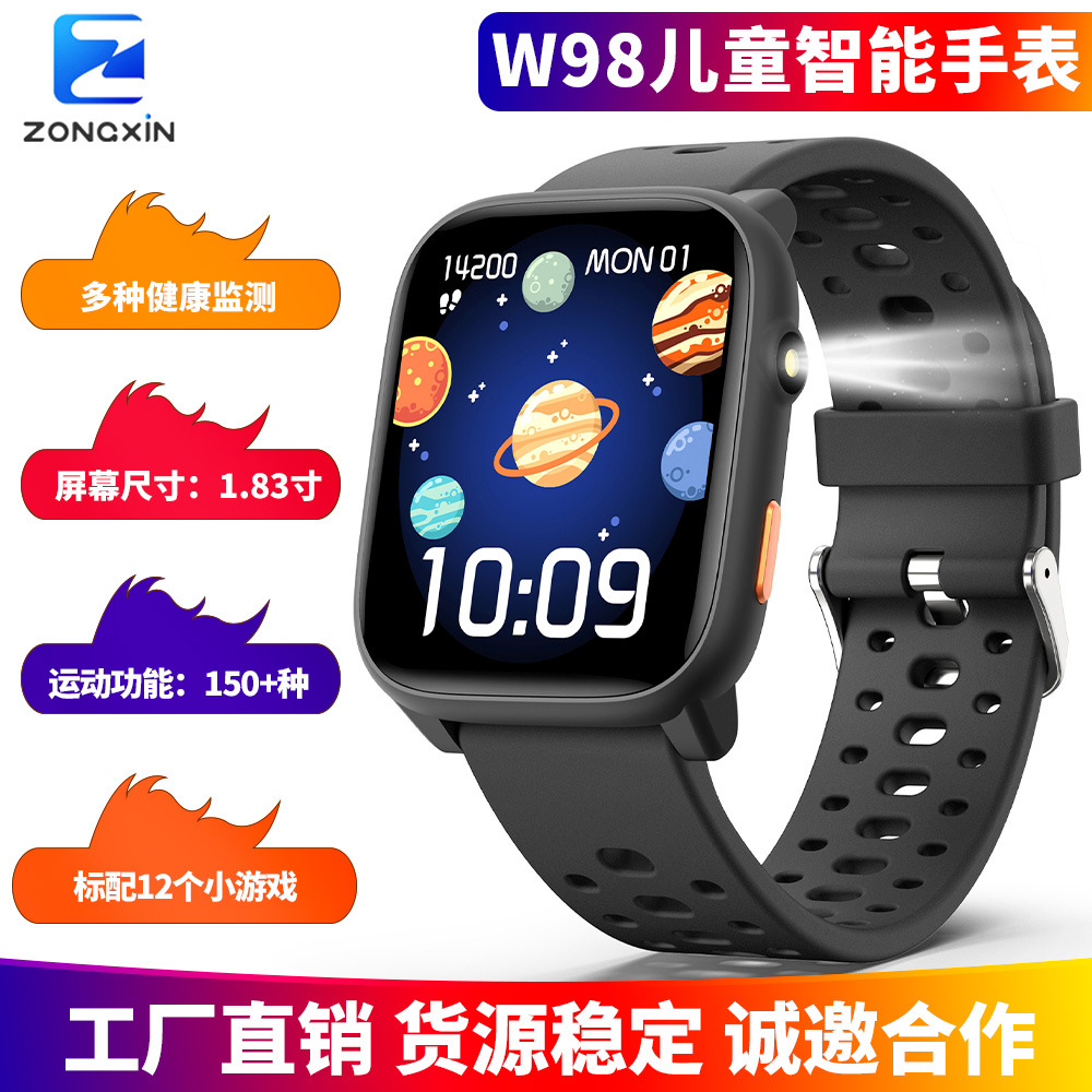 Zongxin W98 Gaming Children's Watch with Flashlight Function, Multi-Sport Monitoring, Smart Watch for Boys and Girls Teenagers