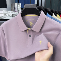100% シルケット綿ポールブランド紳士服夏メンズ半袖 Tシャツラペル純綿高品質ポロシャツ男性用