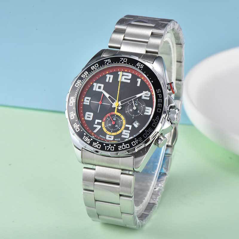 跨境热销豪家TA-G 大气圆盘休闲男士石英多功能石英日历跑秒手表