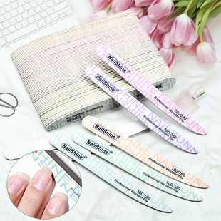 Cross-border high-grade sandpaper nail file printing grinding strip half moon gray white abrasive belt tooth shaping special rub for real Nail Repair