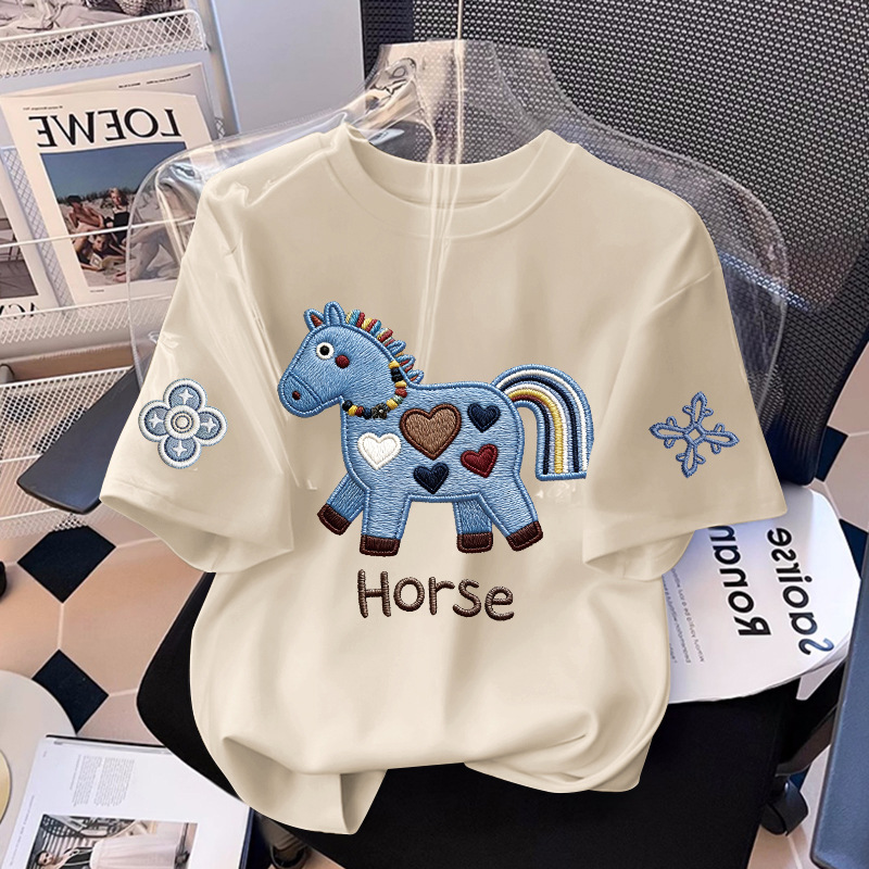 2026新款女童短袖纯棉T恤夏季印花女孩卡通上衣t恤宝宝中大童半袖详情1