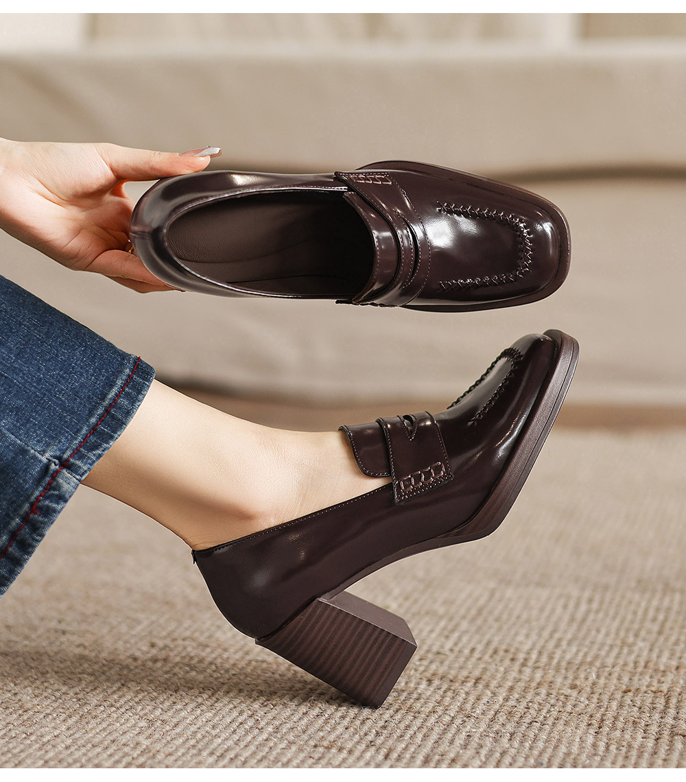 CHIKO Dedra Square Toe Chunky Heels Loafers Shoes