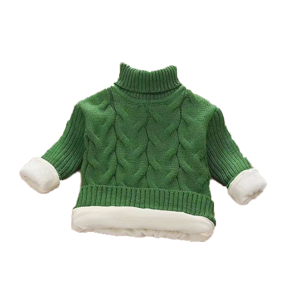 기모 터틀넥 녹색 대마 꽃