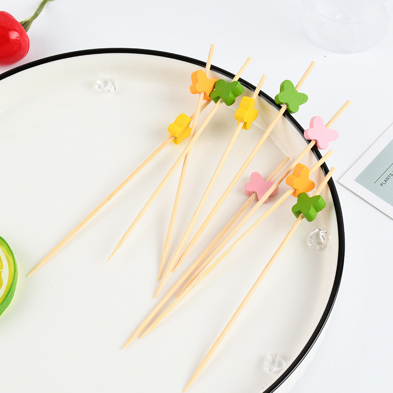 Mariposa creativa al por mayor etiqueta de fruta desechable etiqueta de cóctel etiqueta de bocadillos horquilla de pastel etiqueta de sándwich etiqueta de fruta