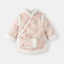 女童冬装棉服儿童加绒加厚外套中国风公主外出棉衣女宝宝夹棉棉袄