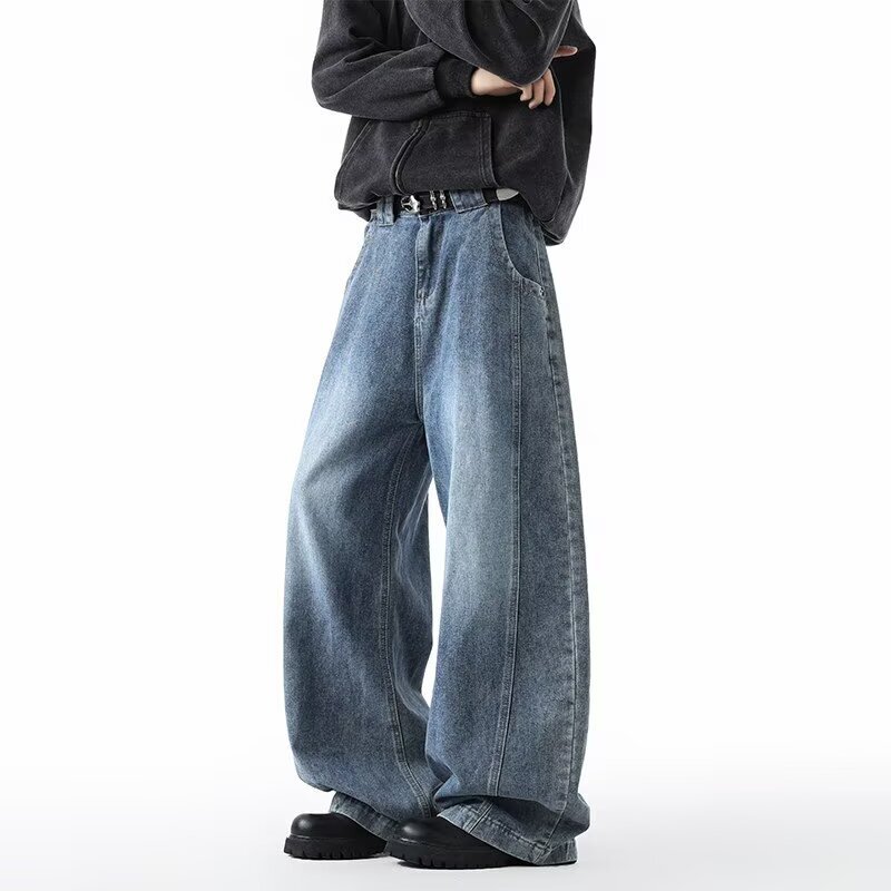 Deconstructed Men's Jeans 2026 New Style Straight Loose Wide-Leg American High Street Pants Trendy Versatile Casual Long Pants Deconstructed Men's Jeans 2026 New Style Straight Loose Wide-Leg American High Street Pants Trendy Versatile Casual Long Pants