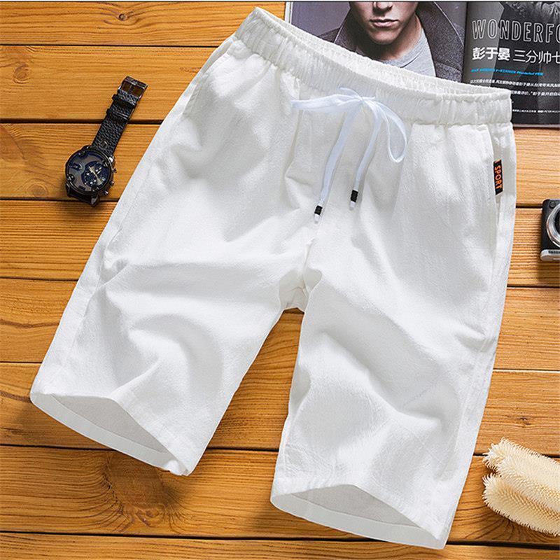 Cotton Linen Shorts Men's Summer Sports Casual Pants Men's Solid Color All-match Loose Beach Pants Thin Short Pants