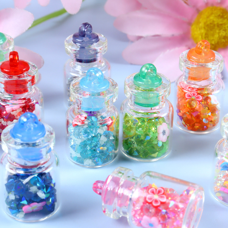 Simulated Crushed Diamond Glass Shell Aladdin Bottle Keychain Pendant Handmade DIY Accessories Keychain Pendant Simulated Crushed Diamond Glass Shell Aladdin Bottle Keychain Pendant Handmade DIY Accessories Keychain Pendant