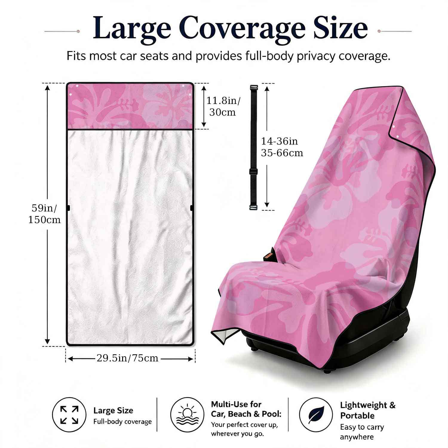 2-piece dual-use car seat cover, ultra-fine fiber, can be used as a beach towel, printed car protective seat cover 13