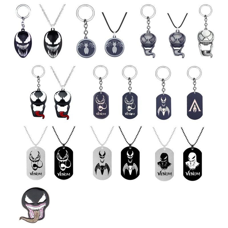 Movie and Tv Merchandise Venom Keychain Deadly Guardian Metal Keyring Personalized Stainless Steel Necklace Accessories Wholesale