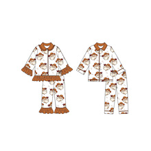 亚马逊外贸专供儿童翻领睡衣圣诞节圣诞老人印花男孩女孩套装