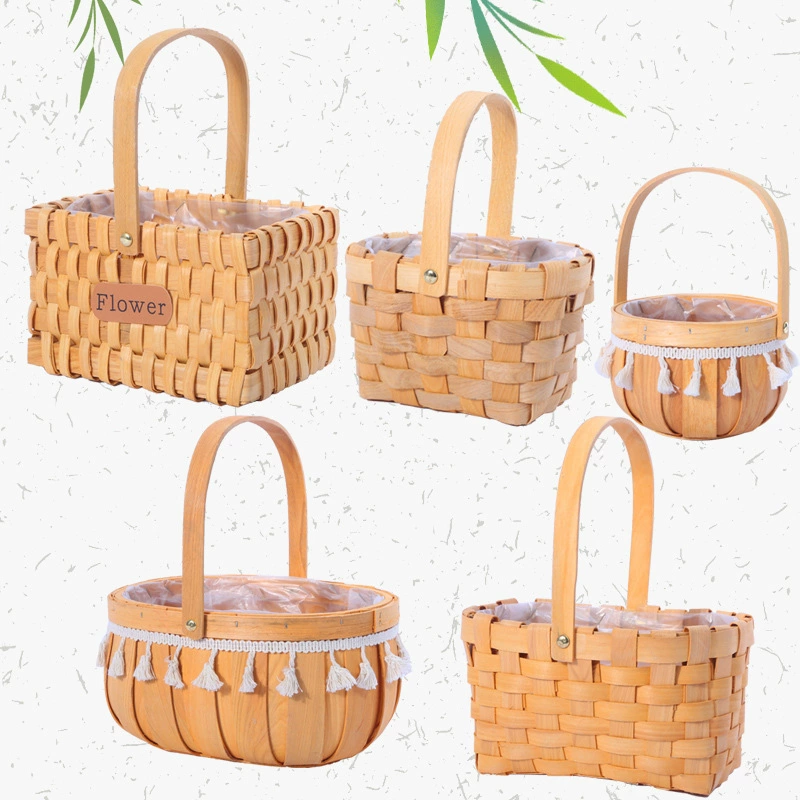 Бамбуковая плетеная корзина, цветочница, подставка для цветов, плетеная маленькая корзина для цветов, плетеный цветочный горшок, подарок для ребенка, ручная работа