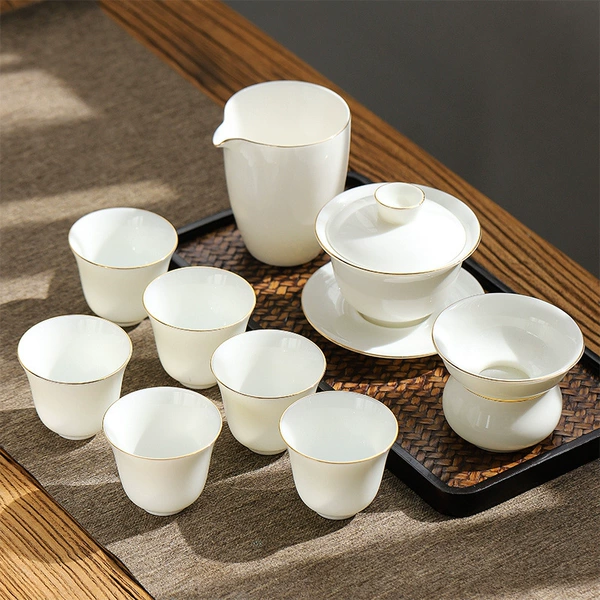 10-head gold-rimmed bowl set (wind chime cup)