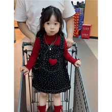 女童秋季套装2025新款韩版洋气碎花女宝宝背带裙网红时尚两件套潮
