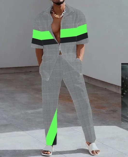 Temperamento de moda, estilo de personalidad, camisa de manga corta impresa en 3D, pantalones, MB1-MR10 de dos piezas de estilo popular para hombres