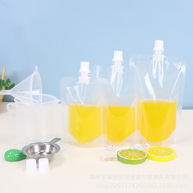 Bolsa de boquilla Bolsa de embalaje de líquido de Medicina China Bolsa de embalaje de bebidas de jugo Bolsa de té de leche Bolsa de vapor en stock al por mayor
