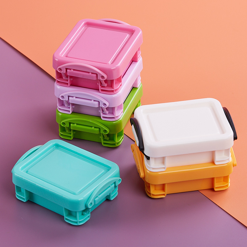 Ultra-small Flat Japanese and Korean-style Double-buckle Storage Box Portable Cosmetics Drug Small Items Storage Box Desktop Storage Box