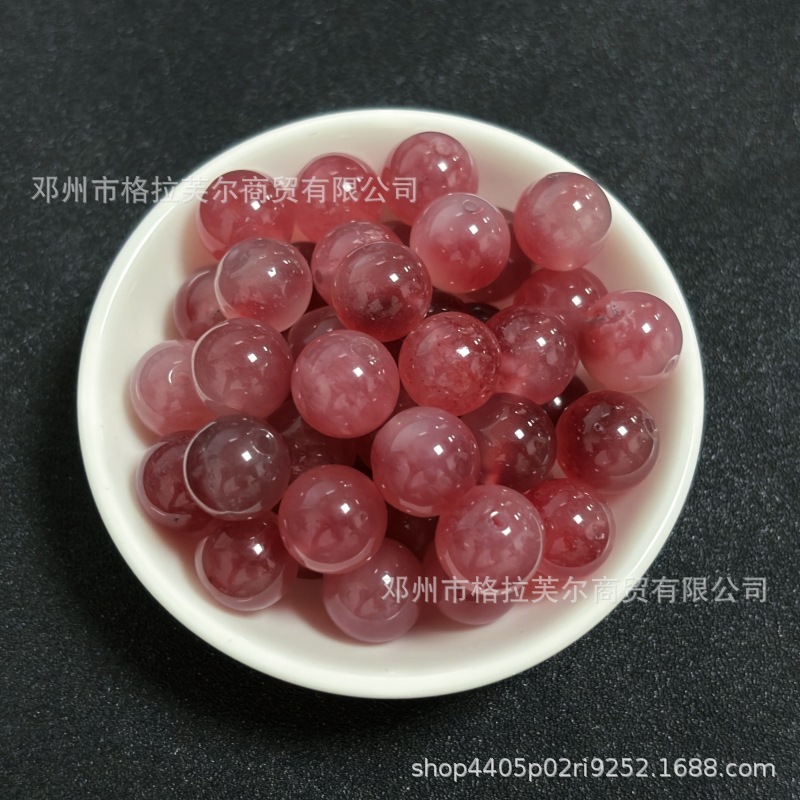 氷透いちご晶漂花玉散珠桃花玉丸珠DIYビーズ編み手串ネックレスアクセサリーアクセサリー|undefined