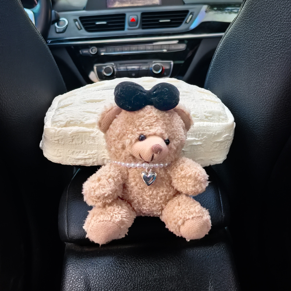 Caja de toallas de automóvil reposabrazos asiento de automóvil caja de dibujo de cartón decoración adorable oso caricatura en línea para mujeres image 14